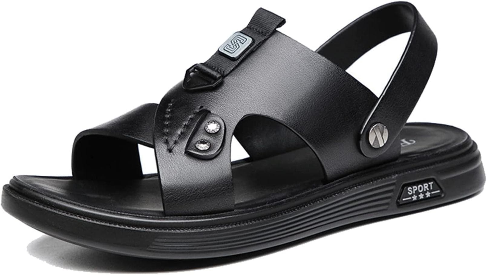 ビジネスサンダル メンズ カメサンダル 本革 カジュアル かかと調節 夏用 レザー ウォーキング シューズ 通気性 軽量 防臭 おしゃれ 通勤 デイリー 旅行 紳士 かっこいい シンプル カジュアル