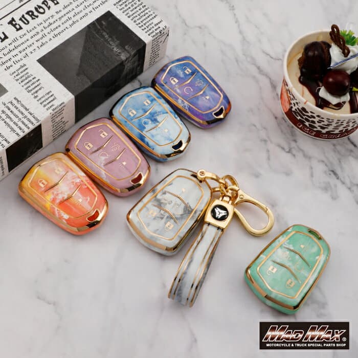 【在庫処分SALE・大特価!!】【メール便送料無料】キャデラック専用 大理石調 TYPE A 5ボタン式 TPUソフト スマートキーケース 各色CADILLAC ATS CTS SRX CT6 XT4 XT5 XT6 ESCALADE エスカレード キーレス 車の鍵 父の日 母の日 誕生日プレゼント クリスマス