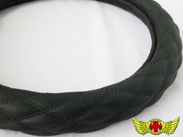 【送料無料!!】ハンドルカバー・ダブルステッチ★しっとりリンプル★ブラック/ブラック