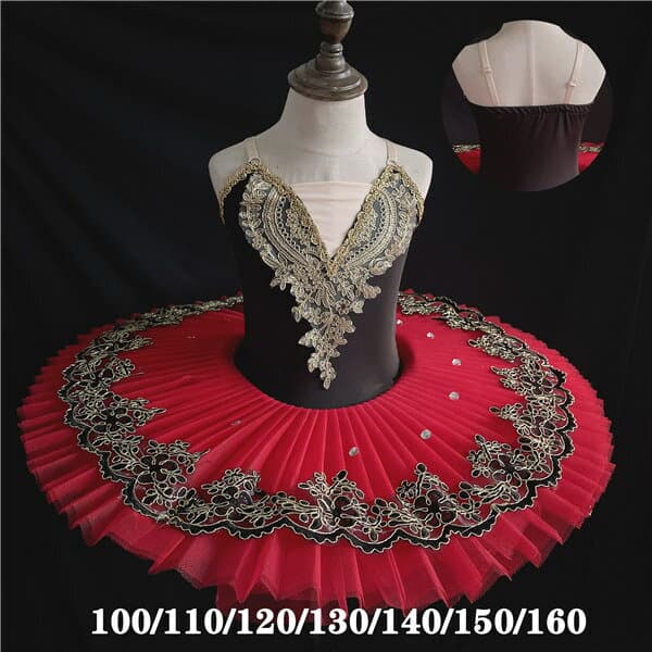 バレエレオタード子供ダンス衣装チュチュバレエコンクール子供バレエ子供用舞台衣装バレエ発表会レオタード女の子ブラックレッド刺繍豪華袖なしキャミソールノースリーブ可愛いバレエダンスダンス服上品練習着演出用100/110/120/130/140/150/160