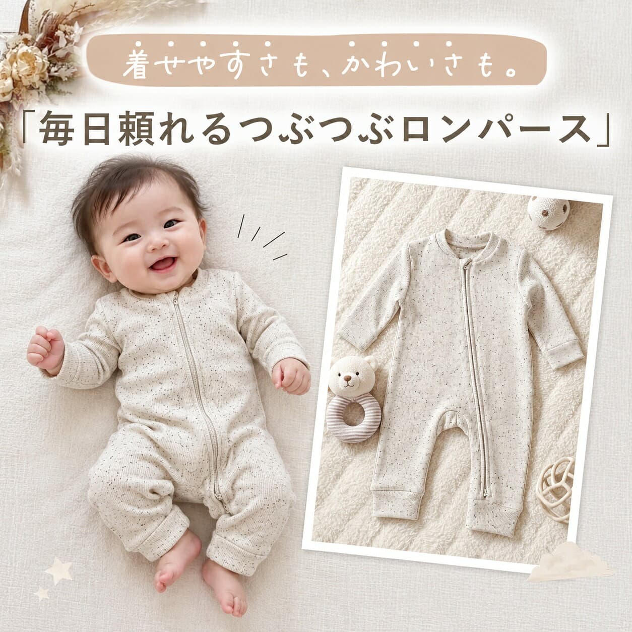 ロンパース 秋 赤ちゃん 新生児 退院着 半袖ロンパース ファスナー ナチュラル 長袖 秋冬 ダブルジッパー ベビー服 女の子 男の子 肌着 おしゃれ 赤ちゃん 新生児 厚手 60cm 70cm 80cm 90cm かわいい 長ズボン 長袖ロンパース thumbnail 3