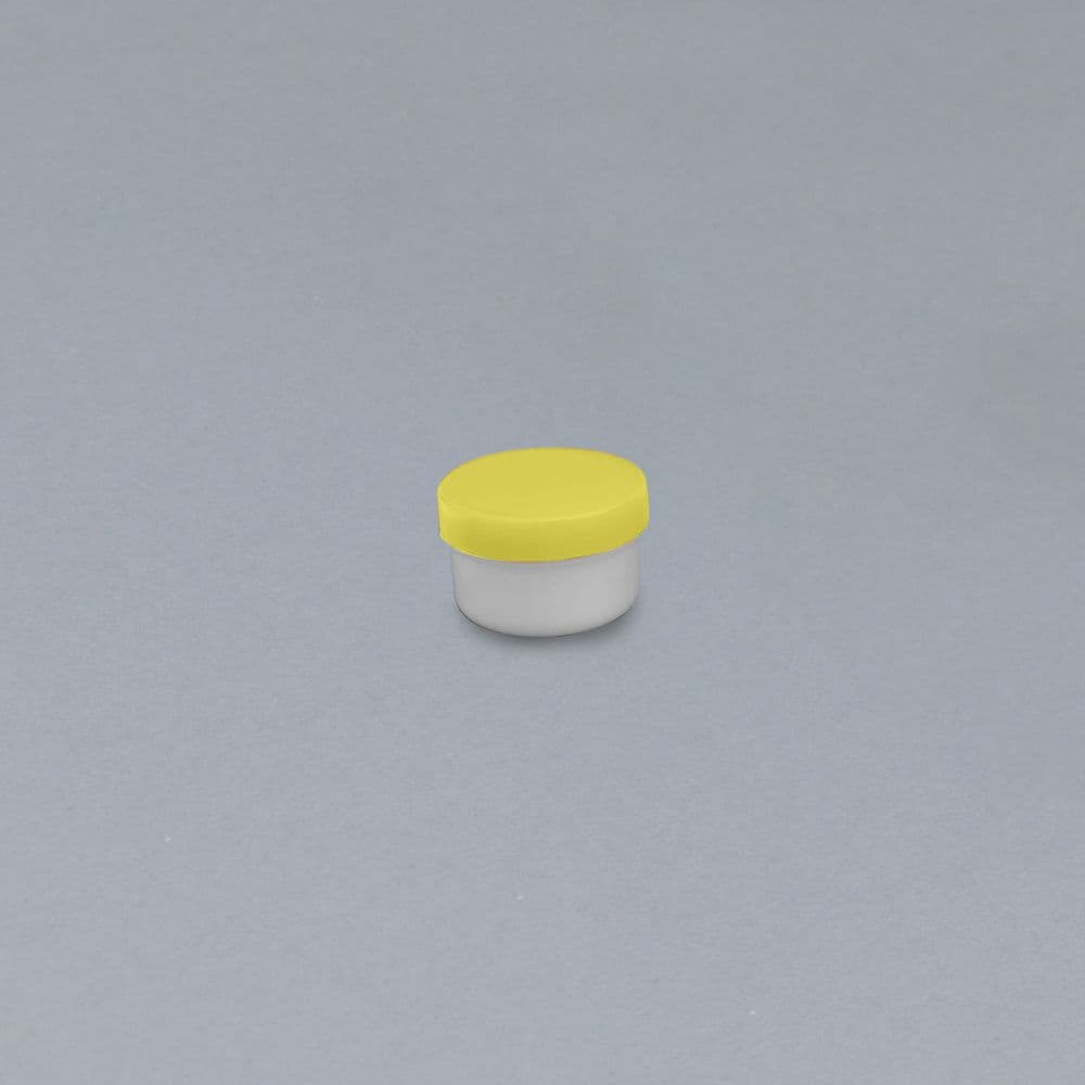 軟膏容器プラ壷N-3号（未滅菌） キャップ：黄 26CC（100コイリ） 1箱 エムアイケミカル 23-6687-0104