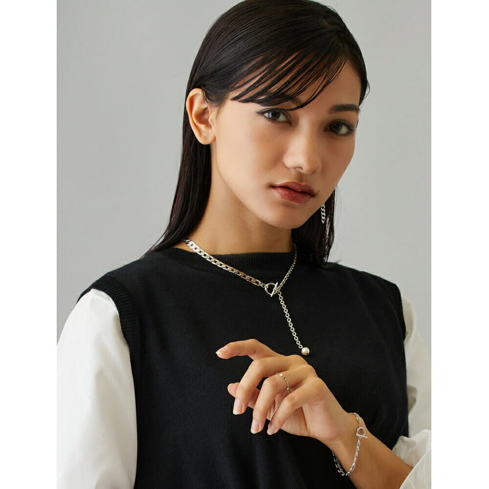 【最大15％OFFクーポン！】ネックレス ロングネックレス Y字 レディース 日本製 ラリエットネックレス 太め メタル チェーン 大ぶり シンプル シルバー thumbnail 3
