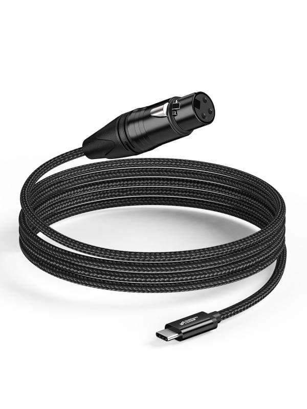 USB C マイクケーブル,Type-c to XLR メス マイク録音ケーブル ナイロン編み 高耐久性 クリアな音質 幅広い互換性 マイク/スピーカー/コンソール/アンプ/その他のレコーディング機器などに適用,