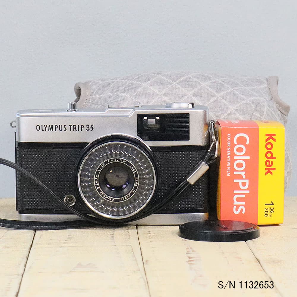 【整備済】【保証付 】 オリンパス　OLYMPUS TRIP 35　S/N 1132653（ケース・フイルム付セット）　フィルムカメラ　フイルムカメラ　【中古】