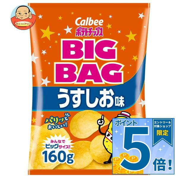[ポイント5倍！10/9(金)1時59分まで全品対象エントリー&購入]カルビー BIG BAG ポテトチップス うすしお味 160g×12袋入｜ 送料無料 お菓子 スナック菓子 Calbee 塩 ポテチ