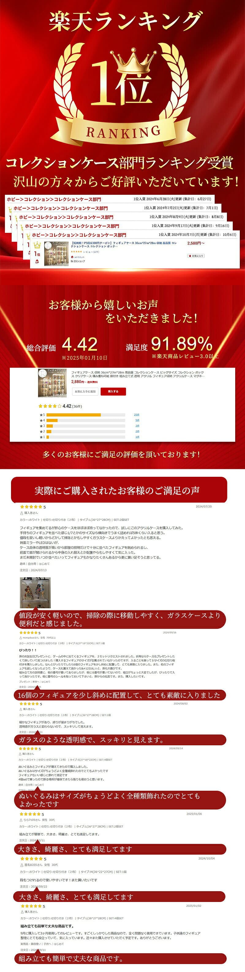 【10%OFFクーポン配布中】フィギュアケース 収納 36cm*27m*28m コレクションケース ショーケース ビッグサイズ コレクション アクリルケース ディスプレイケース 積み重ね可能 扉付き 組み立て式 透明 アクリル フィギュア収納 マグネット式 プラモデル Bigサイズ thumbnail 2