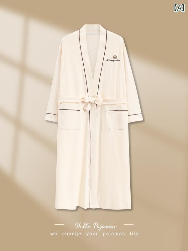 バスローブ　レディース Palando カップル パジャマ ローブ 春秋 女性用 綿の 長袖 屋外で 着用 可能 ホームウェア メンズ バスローブ モーニング
