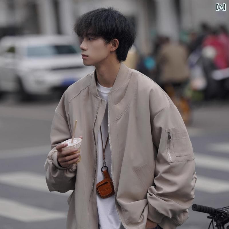 ジャケット メンズ 飛行員 野球服 カジュアル アウター ストリート系 ゆったり ビッグシルエット 体系カバー 大きいサイズ 着痩せ 高級感 おしゃれ スタジャン 長袖 秋冬 切り替え スポーティー アウトドア 普段使い スタイルアップ トップス 紳士 thumbnail 2