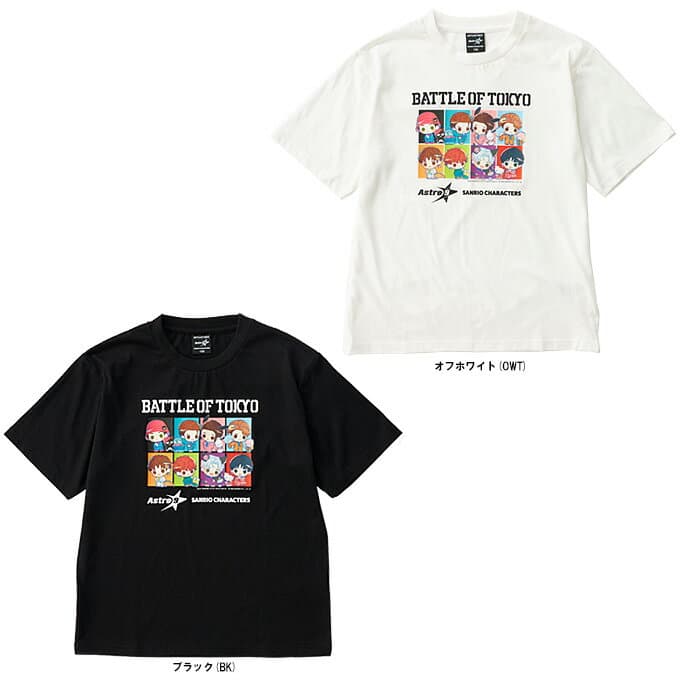 ◆メール便対応商品◆BATTLE OF TOKYO Astro9×SANRIO CHARACTERS Jr.半袖Tシャツ（115500）（バトルオブトーキョー/サンリオ/スポーツ/トレーニング/ランニング/フィットネス/Tシャツ/カジュアル/半袖/キッズ/子供用/ジュニア）