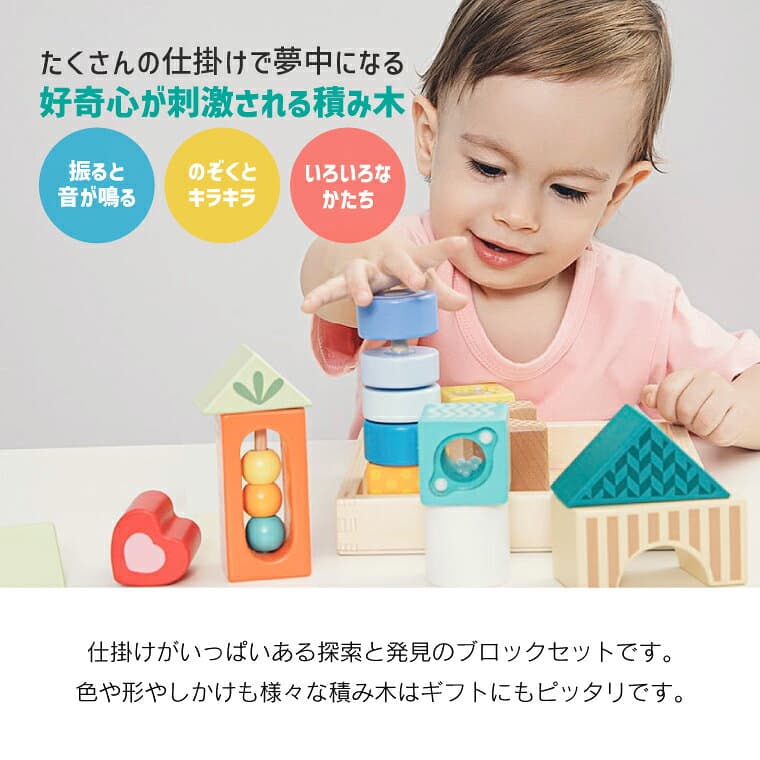 木のおもちゃ ｜Classic WORLD クラシックワールド エクスプロレイションブロックス｜音つみき 音が鳴るおもちゃ｜1歳 2歳 3歳｜積木 木製玩具 知育玩具 お誕生日 出産祝い こども thumbnail 2
