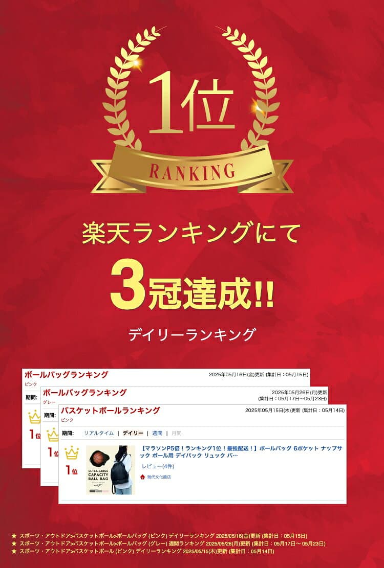 【マラソンP5倍！ランキング1位！最強配送！】ボールバッグ 6ポケット ナップサック ボール用 デイパック リュック バッグ バスケットボール サッカーボール ボール収納 シューズ収納 キッズ ジュニア 撥水加工 持ち運び 多機能 ブラック ピンク グレー thumbnail 2