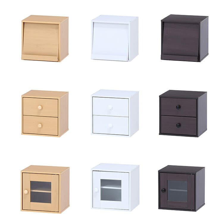 キューブボックス CUBE BOX フラップ扉 引き出し ガラス扉 扉付 収納ボックス カラーボックス 収納家具 ロッカー 木製 収納棚 本棚 チェスト キャビネット おしゃれ インテリア リビング収納 ナチュラル ホワイト シンプル スタッキング コンパクト キュビーノ CUBINO thumbnail 2