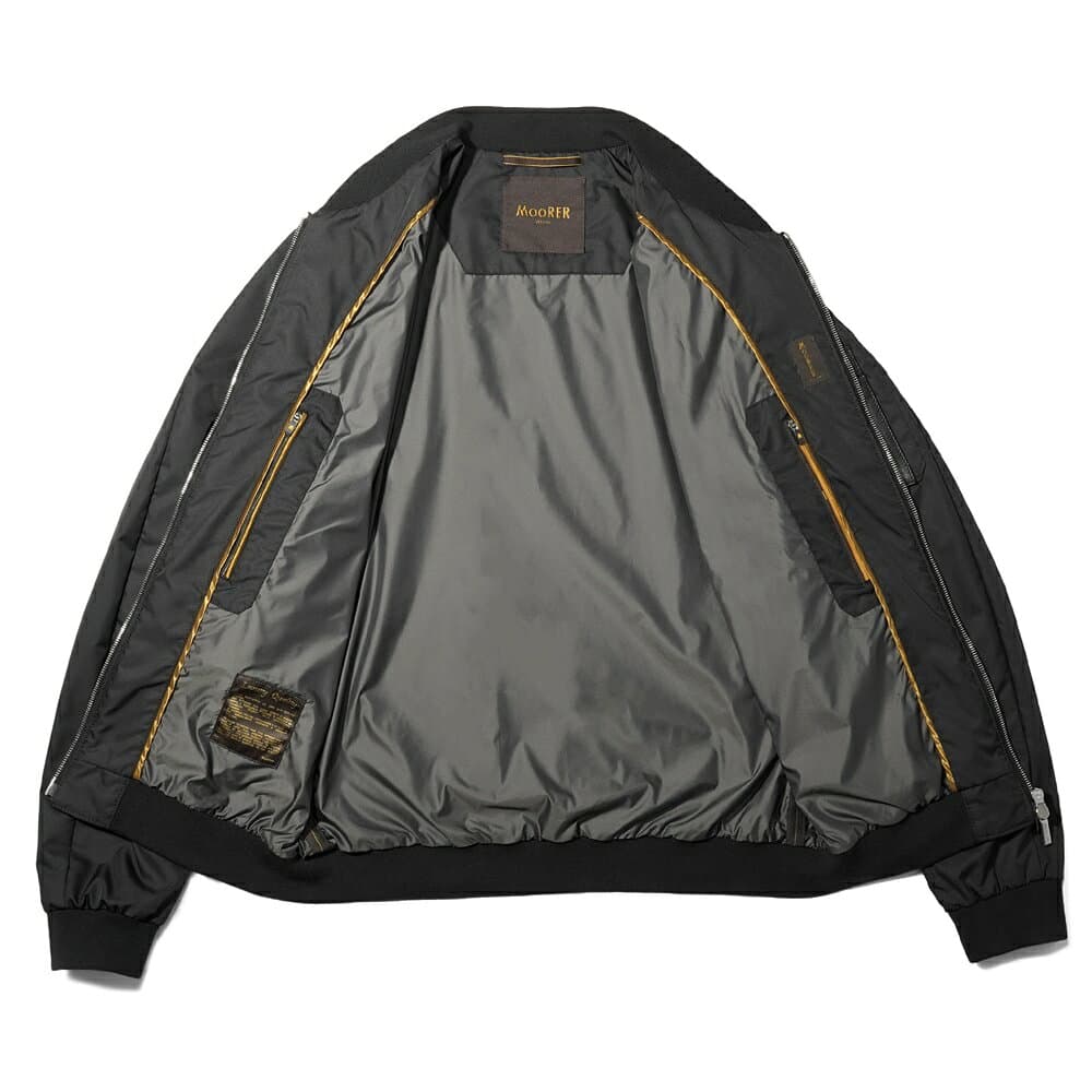 【返品不可】ムーレー MOORER レザーコンビ ボンバージャケット EDISON-PEK ma-1 レザー 切り替え メンズライトアウター ma1 ブルゾン メンズ エジソン ミリタリージャケット ライトアウター ブランド ナッパレザー ナイロン ミリタリー アウター NERO ブラック 黒 おしゃれ thumbnail 3