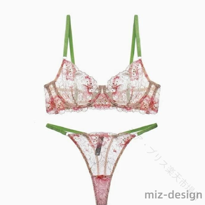 ショーツ セット ブラジャー ショーツ セット 花柄 刺繍 シースルー 透ける ブラジャー T バック ショーツ T バック ブラセット G ストリング 上下セット