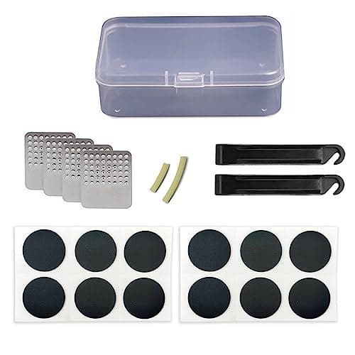 nalaina 自転車 タイヤ 修理キット 自転車タイヤパッチ (20枚セット) シールタイプ タイヤレバー ヤスリ タイヤ修理 パンク修理キット セット 緊急用 軽量 汎用 粘着剤不要