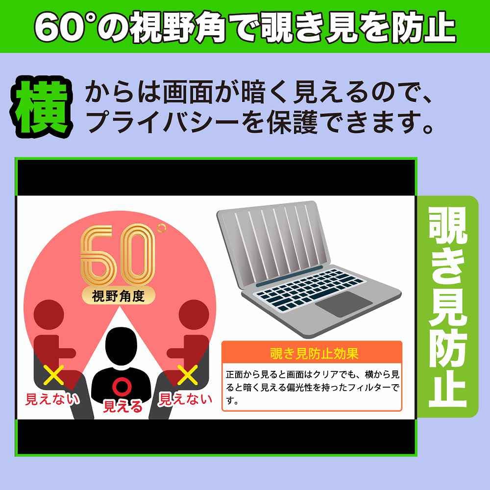 【お買い物マラソンポイント2倍】 EPSON Endeavor NL2100E / DL2100 覗き見防止 プライバシーフィルター ブルーライトカット 保護フィルム タブ・粘着シール式 thumbnail 2