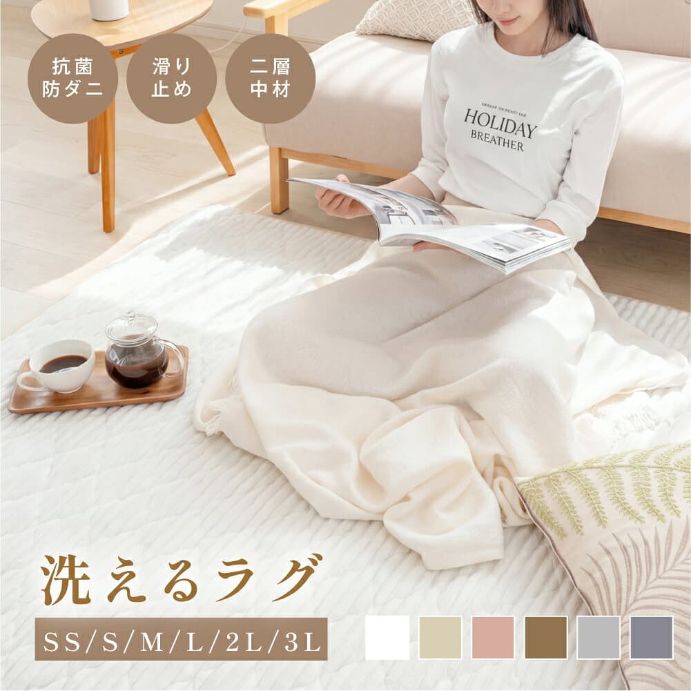 【10日限定50%OFFクーポン】ラグ 洗える ラグマット 絨毯 北欧 くすみ カーペット 95×140 130×190 190×190 190×240 190×300 1畳 1.5畳 2畳 3畳 リビング 滑り止め 床暖房対応 丸洗い かわいい おしゃれ 子供 家族 秋 冬用 thumbnail 2