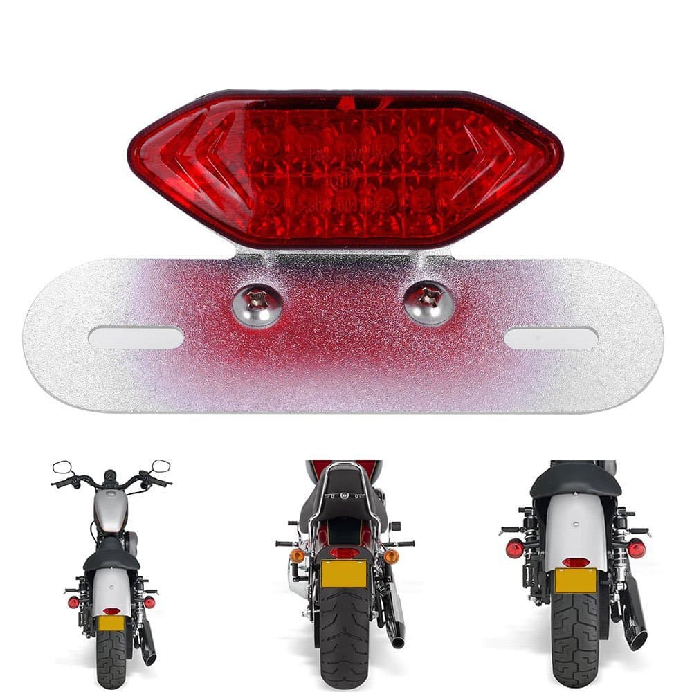 バイク 汎用 テール ランプ ダイヤモンド カット レンズ ナンバー 灯 付 C
