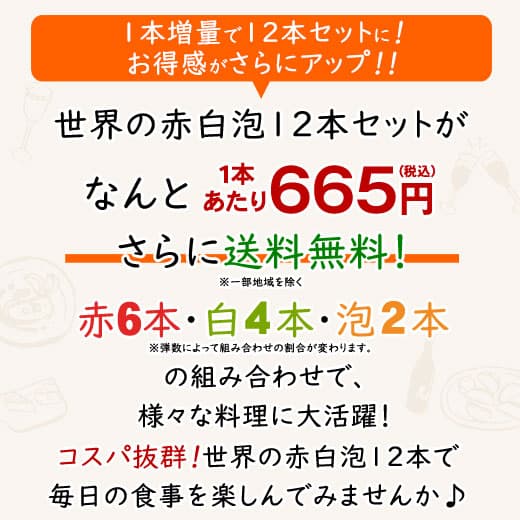 【送料無料】3大銘醸地入り!世界の選りすぐり赤・白・スパークリングワイン飲み比べ12本セット 第36弾 【9000435】 | 金賞 飲み比べ ワイン ワインセット ミックス wine wainn ボルドー フランス イタリア スペイン お買い得 ギフト thumbnail 3