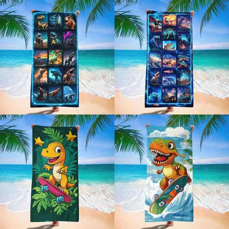 浴巾 ビーチタオル 子供 キッズ マイクロファイバー 超吸収 速乾 恐竜柄 キャラクター かわいい デジタルプリント