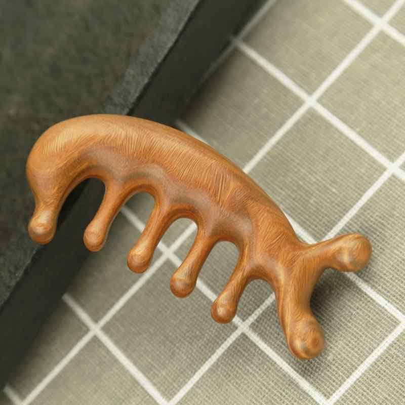 櫛 レディース 緑檀 ウッドコーム ヘッドスパ 五本歯 経絡ケア 血行促進 首 肩 リラックス ストレス解消 全身用 マッサージブラシ 美容 健康