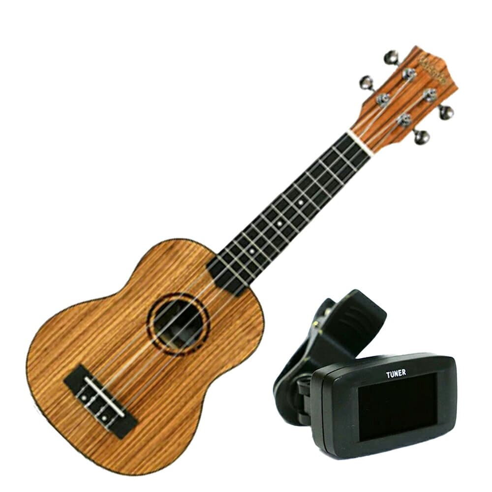お得なチューナー付き！ 初心者向け ソプラノウクレレ MaAmAa Ukulele Zebra Wood MU-VWZ1 + GT-200D 2412ss 202512ss