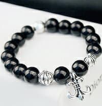 DCMR Jewelry ジュエリー シンプル アンティーク レトロ 漆黒 ブラック 黒曜石 スタイル 軍花 数珠 パワー ブレスレッド thumbnail 3
