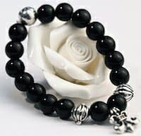 DCMR Jewelry ジュエリー シンプル アンティーク レトロ 漆黒 ブラック 黒曜石 スタイル 軍花 数珠 パワー ブレスレッド thumbnail 2
