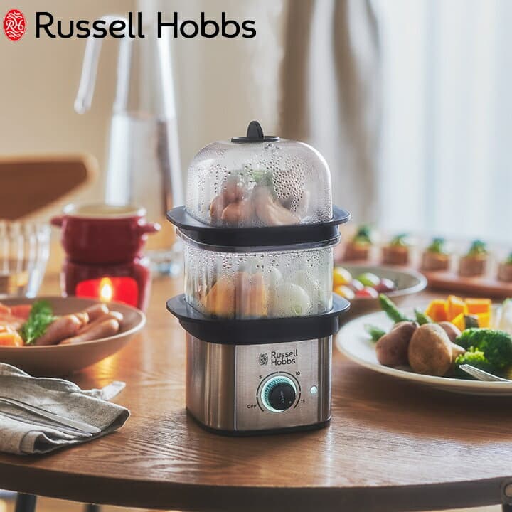 【特典付】〔ポイント10倍〕( クイック ミニ スチーマー ) ラッセル ホブス Russell Hobbs 正規品 蒸し器 ヘルシー 健康 タンパク質 鶏 卵 ゆで卵 朝食 野菜 蒸す スピード調理 時短 栄養 離乳食 介護食 家電 おしゃれ シンプル 1年保証 北欧 調理 料理 キッチン 3000JP