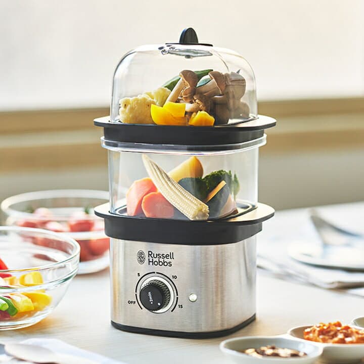 【特典付】〔ポイント10倍〕( クイック ミニ スチーマー ) ラッセル ホブス Russell Hobbs 正規品 蒸し器 ヘルシー 健康 タンパク質 鶏 卵 ゆで卵 朝食 野菜 蒸す スピード調理 時短 栄養 離乳食 介護食 家電 おしゃれ シンプル 1年保証 北欧 調理 料理 キッチン 3000JP thumbnail 2