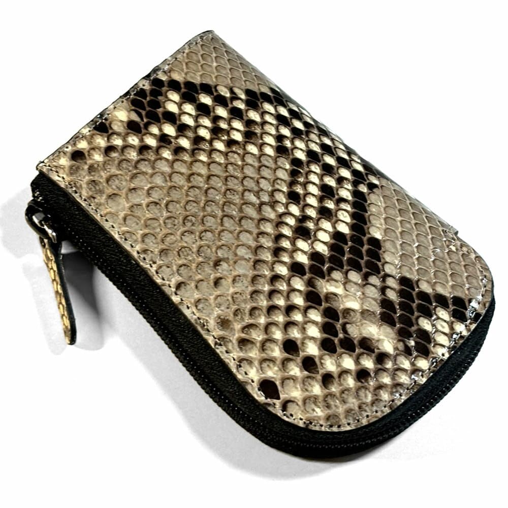 キーケース スマートキーケース メンズ レディース 革6連 スマートキー ラウンドファスナー ファスナー 本革 パイソン グレージング ナチュラル