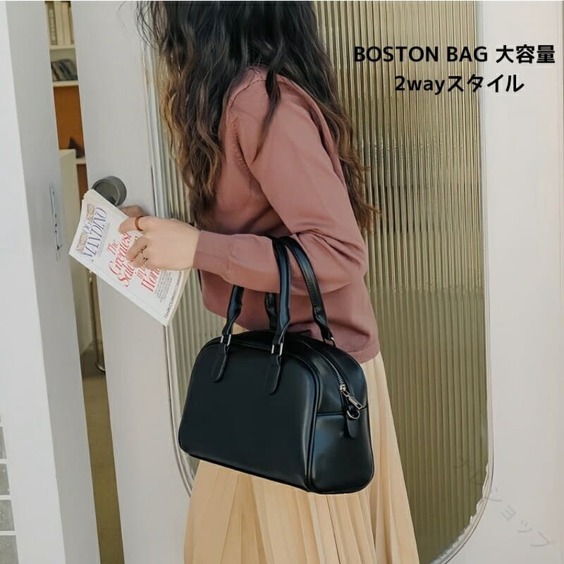 ミニ ボストン バッグ レディース ハンドバッグ レディース 合皮 ファスナー 小さい サイズ ビジネス バッグ ブラック 小さい お仕事 バッグ 実用的 サイズ 2way スタイル 肩掛け 斜め掛け 軽い 人気 流行り 通勤 通学 旅行