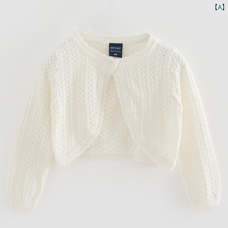 ニット カーディガン ベビー キッズ 女の子 薄手 冷房対策 UVカット 日焼け対策 綿 コットン ラウンドネック 一つボタン 羽織り かわいい 春夏秋