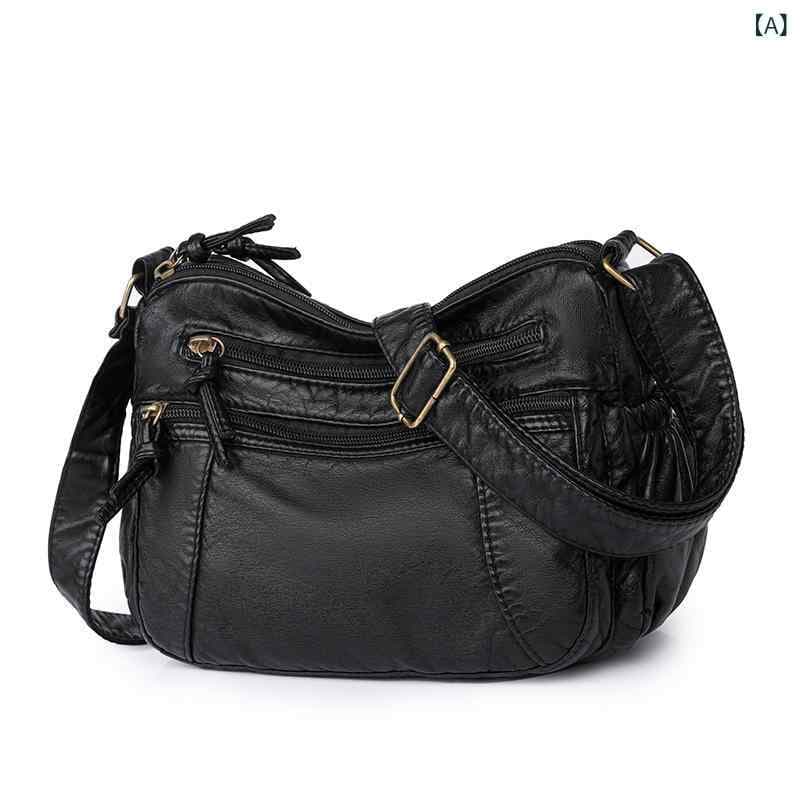 バッグ レディース ウォッシュ加工 PUレザー ショルダーバッグ 斜めがけ クロスボディ 大容量 ソフト シンプル カジュアル おしゃれ 横型 スクエア 通勤 普段使い お出かけ 春夏 鞄