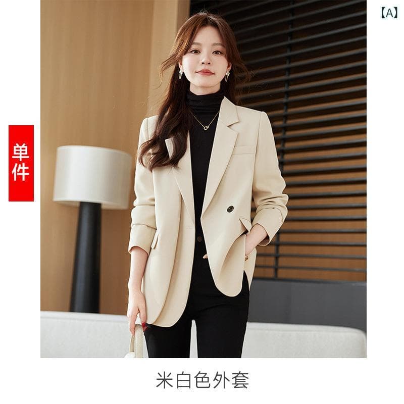ジャケット レディース 春秋 高級感 テーラードジャケット デザイン性 オフィス カジュアル 通勤 ビジネス ゆったり エレガント アウター ポリエステル ルーズフィット(x2)