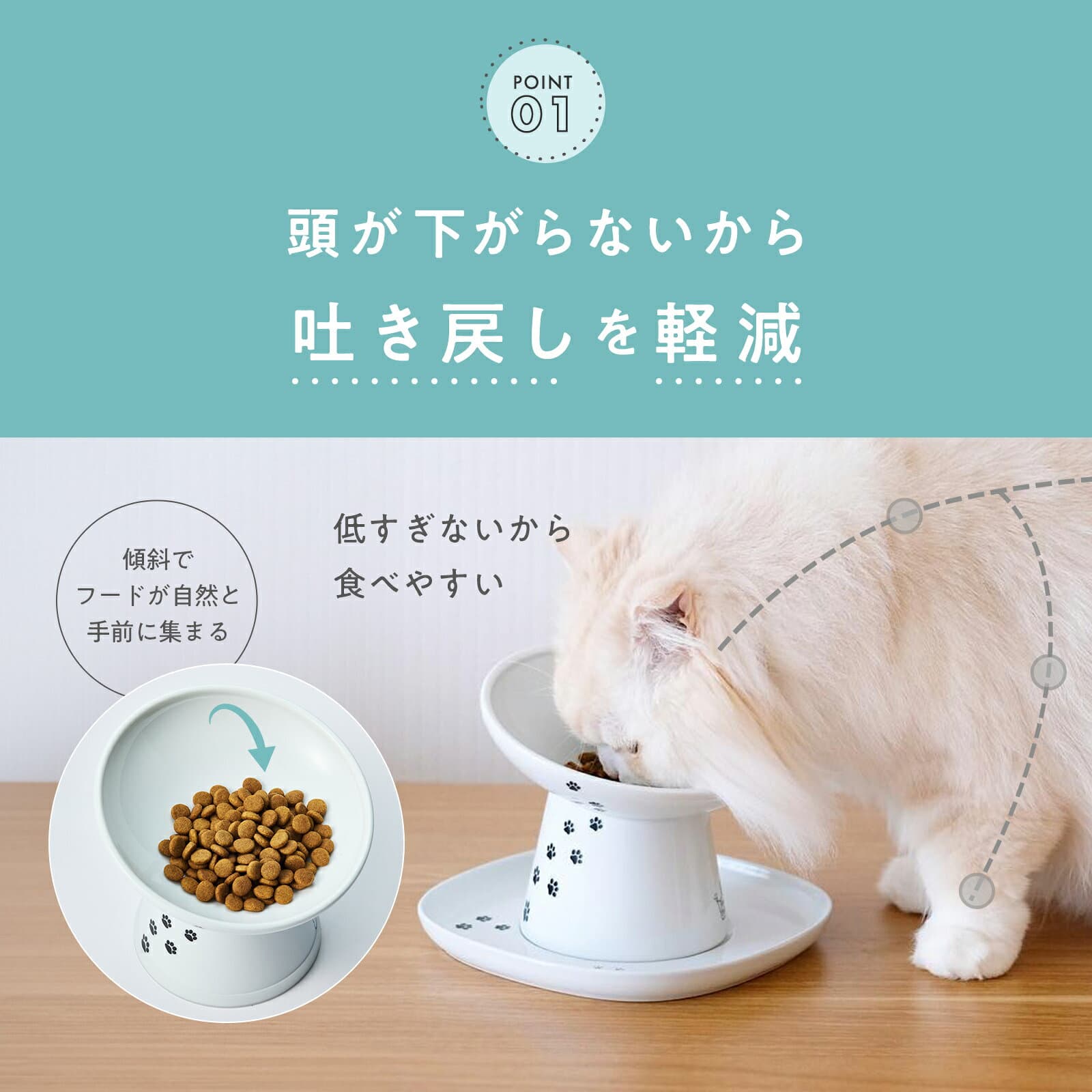 猫用 脚付フードボウルにゃにゃめ 食器 ご飯皿 猫 猫用品 ごはん thumbnail 3