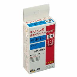 ☆ワールドビジネスサプライ Luna Life キヤノン用 互換インクカートリッジ BCI-381XLC シアン LNCA381C