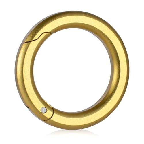 TIMULTI 丸型 カラビナ キーホルダー キーリング おしゃれ 軽量 小型 ワンタッチ 収納 1 アルミ ゴールド