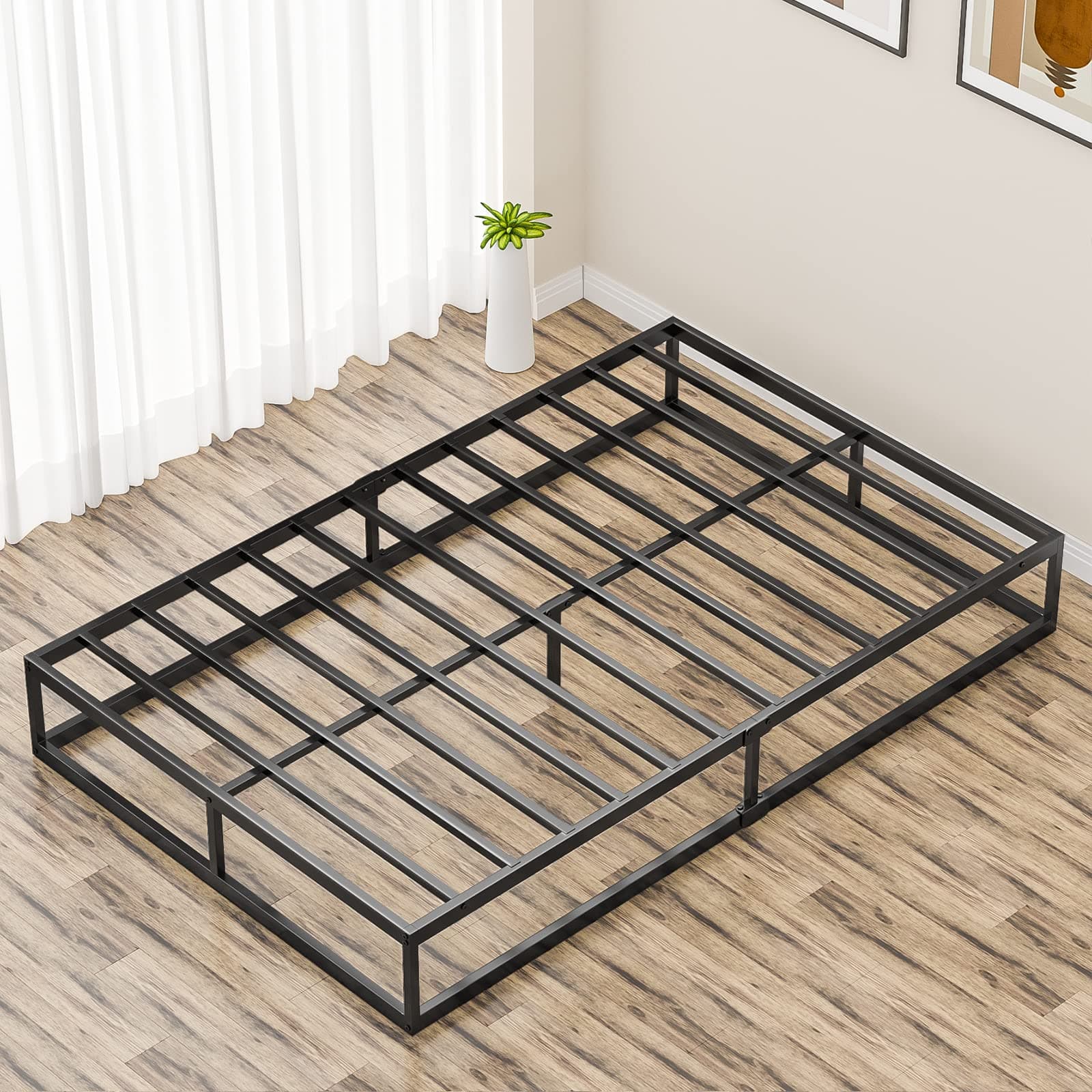 Holdm ベッドフレーム セミダブル 耐荷重300kg メタルベッドフレーム 静音 すのこベッド下収納 耐久性 通気性 組立簡単 工具付き パ