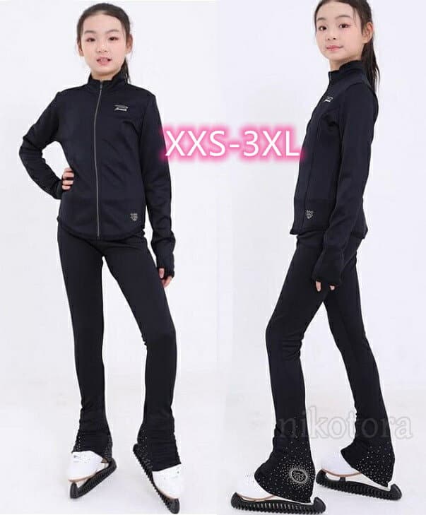 フィギュアスケート 衣装 長袖ジャケット パンツ レギンス 上下2点セット アイス スケート ウェア キッズ 大人 スケート衣装 コスチューム スケート フィギュア 衣装 美脚 伸縮性 ダンススポーツウェア レッスン着 女の子 練習着 ステージ 競技 試験 演出用 きれいめ 上品