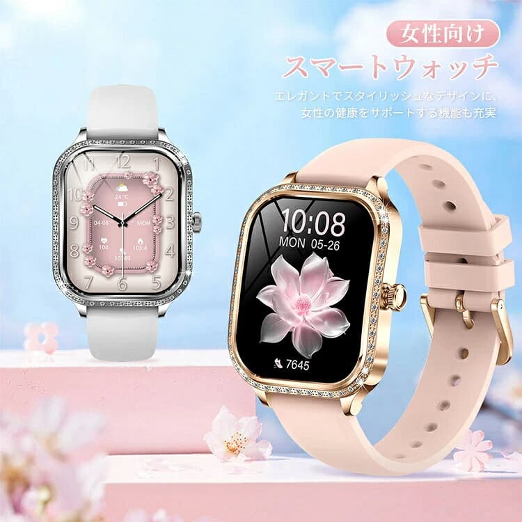 「高級感満々＆超おしゃれ　6ヶ月品質保証」即納 スマートウォッチ レディース 腕時計 通話機能 スマートブレスレット 日本語 日本製チップ ios android 歩数計 心拍計 血中酸素 計測 健康管理 モニター 運動記録 SNS LINE 着信通知 音楽 プレゼント thumbnail 2