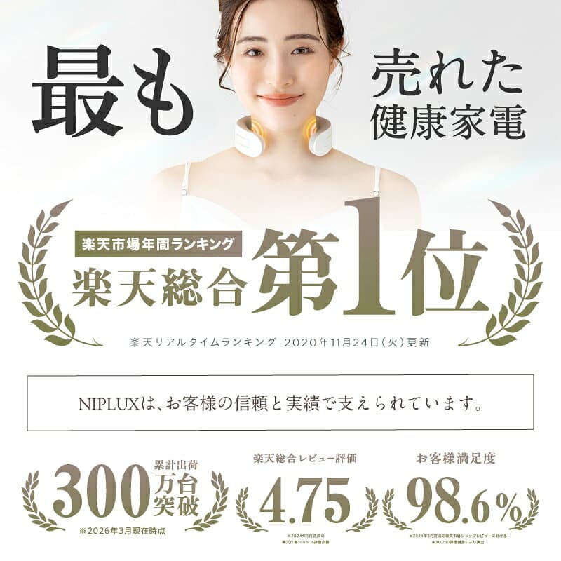 【楽天総合1位★15%OFFクーポン】EMS×温熱で首ケア NIPLUX NECK RELAX ニップラックス ネックリラックス 健康 グッズ 首 EMS 首コリ 低周波 コードレス USB充電 プレゼント 実用的 温める リラックス thumbnail 3