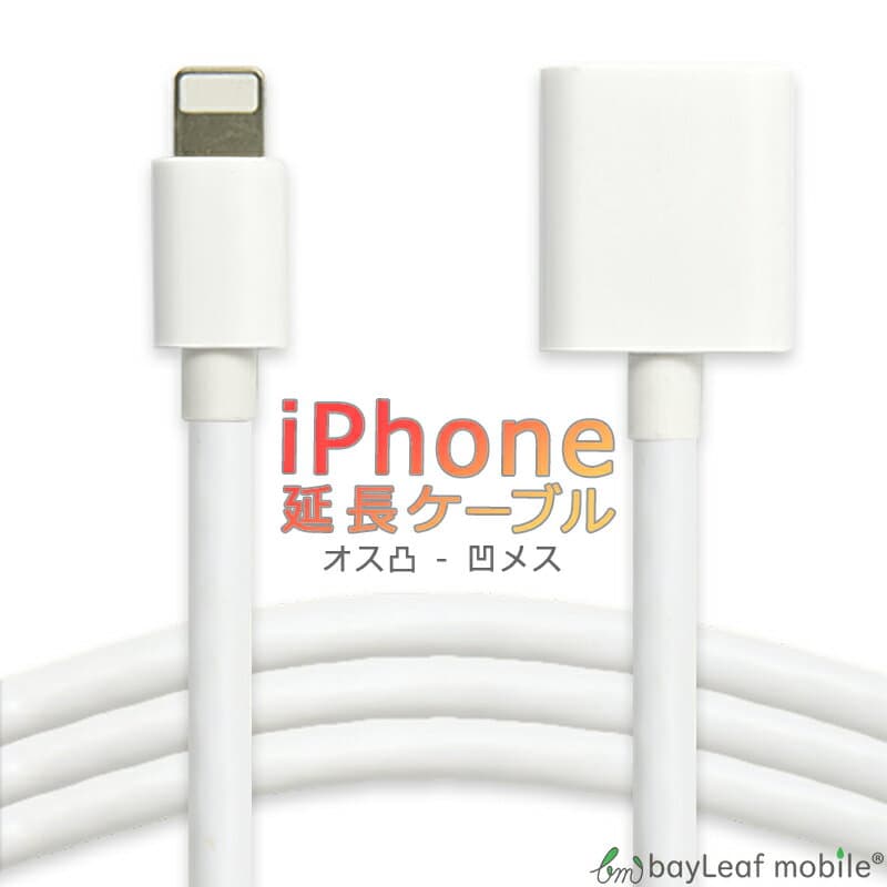 【当店内2個以上ご購入で送料198円→0円！】iPhone 延長 ケーブル iPad iPod 充電 データ 出力 転送 オス メス ホワイト 白 1.0m