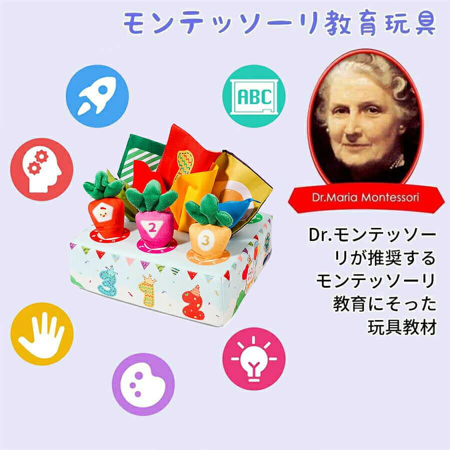 ＼マラソン最大2000OFF／モンテッソーリ おもちゃ ティッシュ おもちゃ 赤ちゃん ベビー向けおもちゃ ティッシュケース にんじん抜き 幼児 知育おもちゃ モンテッソーリ教具 布絵本 パズル 数字 色認知 指先訓練 子ども誕生日プレゼント女の子男の子 thumbnail 2