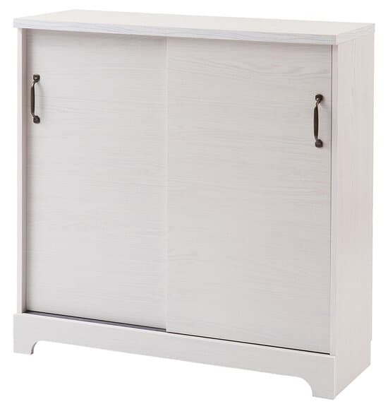 ＼ページ限定・マジッククロス付／　収納チェスト 木製 幅90cm 奥行30cm 【送料無料】【カウンター下収納 引戸キャビネット 90幅 ホワイト色 fy-0038】 thumbnail 2