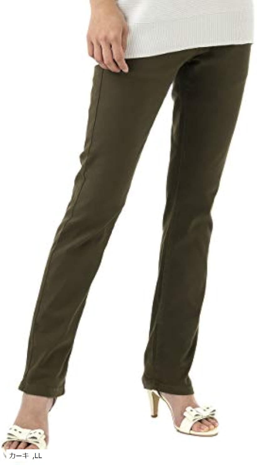 キャプテン・ケイ ウエストゴム スキニー ツイル パンツ 総ゴム ストレッチパンツ レディース スキニーパンツ ツイルパンツ ズボン 長ズボン ボトムス (カーキ, LL)