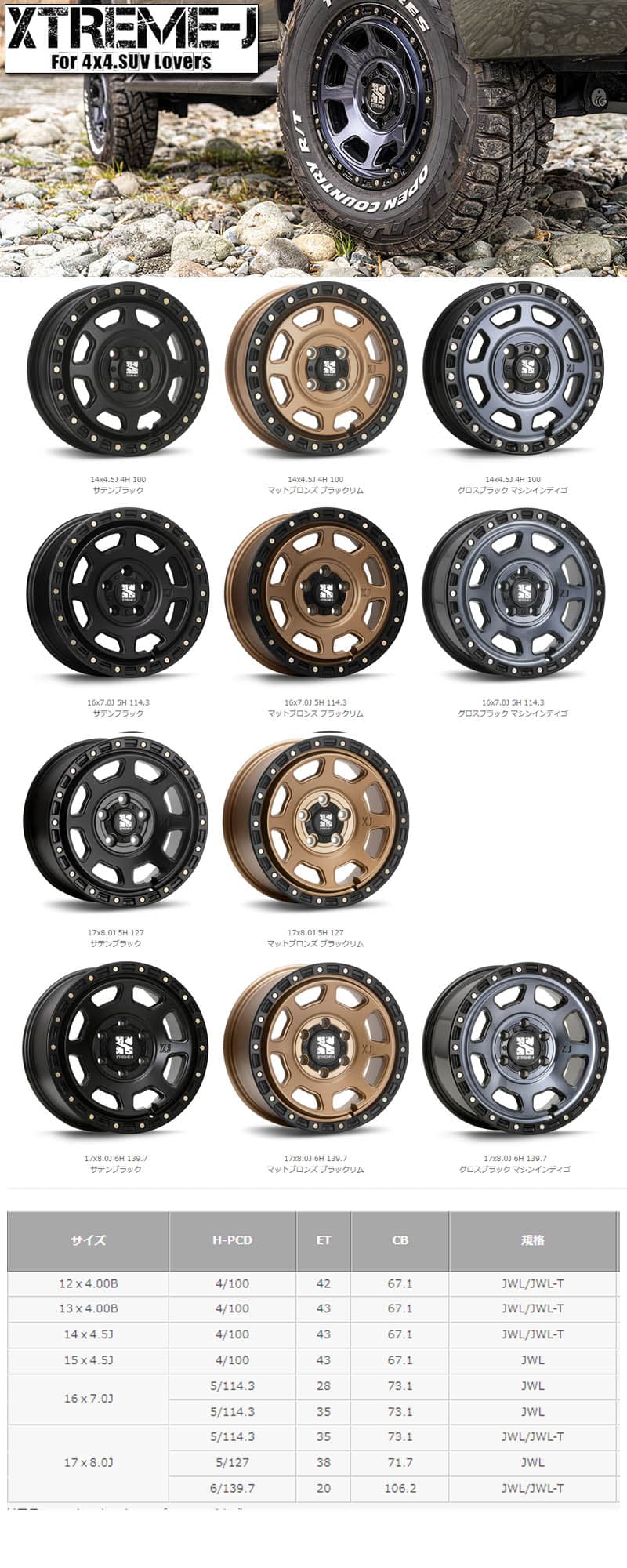 155/65R13マッドスター MUDSTAR RADIAL M/Tホワイトレター新品 サマータイヤ ホイール4本セットMLJ XTREME-J XJ0713インチ 4.00B 4H100グロスブラックマシンインディゴ組込み済 バランス調整済 taiya thumbnail 2