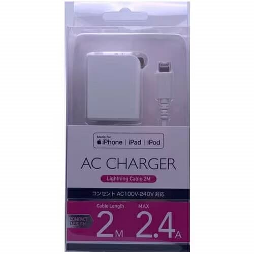 オズマ IH-AC24L200WH ホワイト Lightning用AC充電器 2.4A 2m IHAC24L200WH
