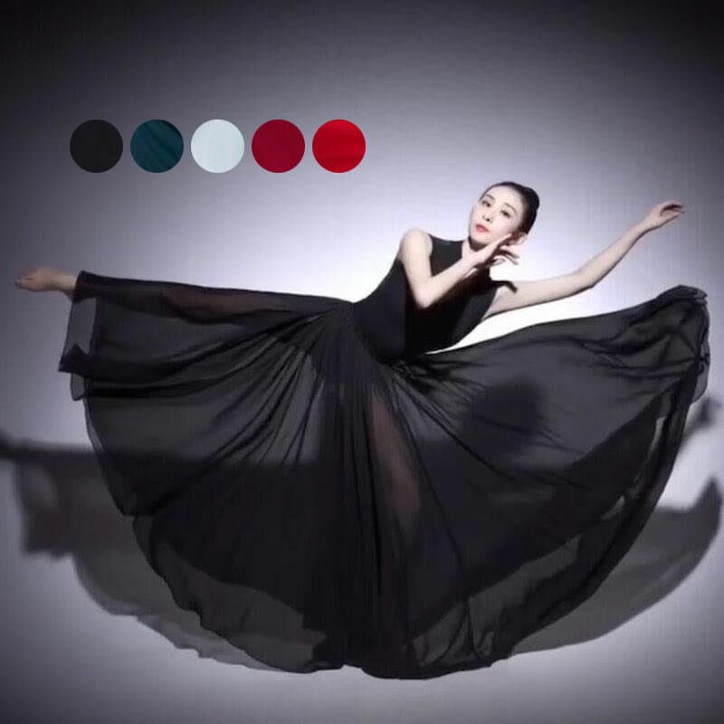 ダンススカート バレエ ロング 大人 シフォン 無地 舞台衣装 練習用 社交ダンス ブルー レッド ブラック